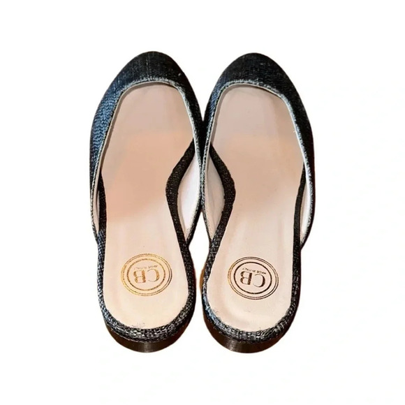 CB C. Orrico Woven Design Mules Flats Black Size 38 - Picture 3 of 6